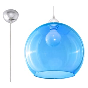 Blue Pendant Single Ceiling Light 30cm