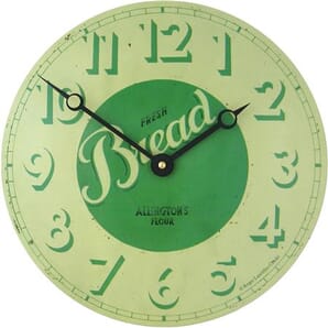 Convex Tin Clock, Fresh Bread Design 28cm