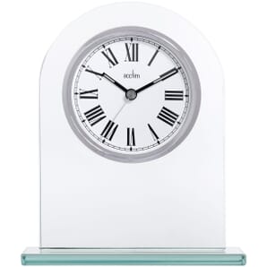Adelaide Mantel Clock Glass Arch Mount with Silver Bezel