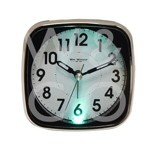 Square Alarm Clock - Sweep/Light/Snooze - Black 11cm