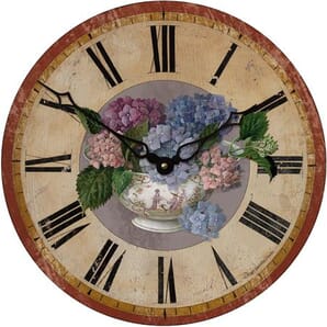 Hydrangea Motif Wall Clock 36cm