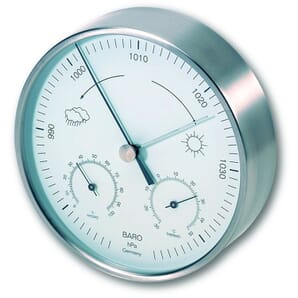 Modern Stainless Steel Outdoor Garden Weather Station - including a  Thermometer, Barometer & Hygrometer