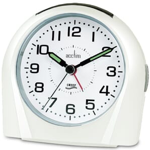 Europa White Silent Sweeping Alarm Clock 11cm
