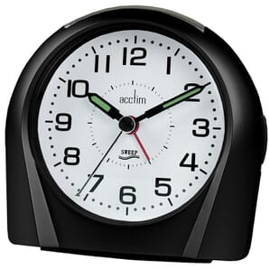 Europa Black Silent Sweep Alarm Clock 11cm
