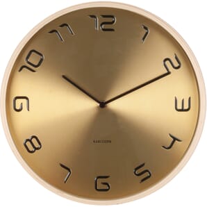 Gold Embossed Wood Wall Clock 35cm