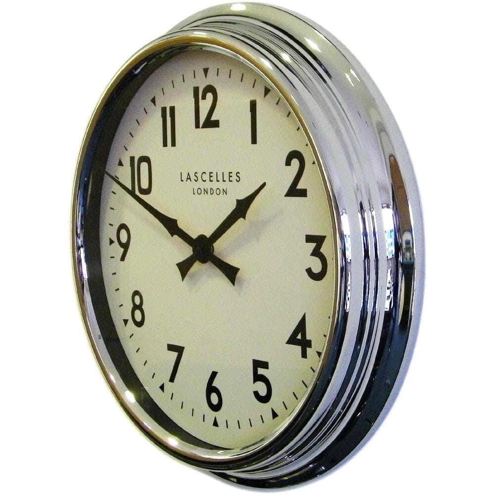 Designer Chrome Wall Clock 60cm