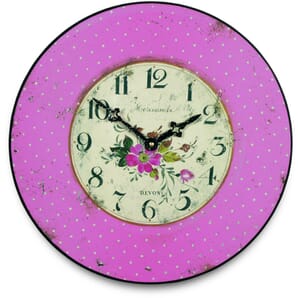 Pink Polka Dot Wall Clock 36cm