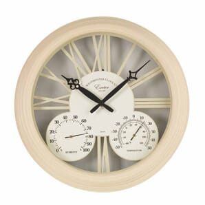 Exeter Cream Outdoor Wall Clock with Thermometer 38cm