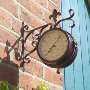 York Station Outdoor Wall Clock with Thermometer 28.5cm