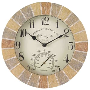 Stonegate Outdoor Wall Clock with Thermometer 25cm