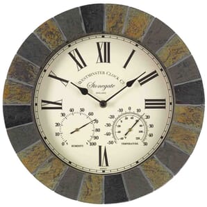 Stonegate Outdoor Wall Clock with Thermometer 35cm