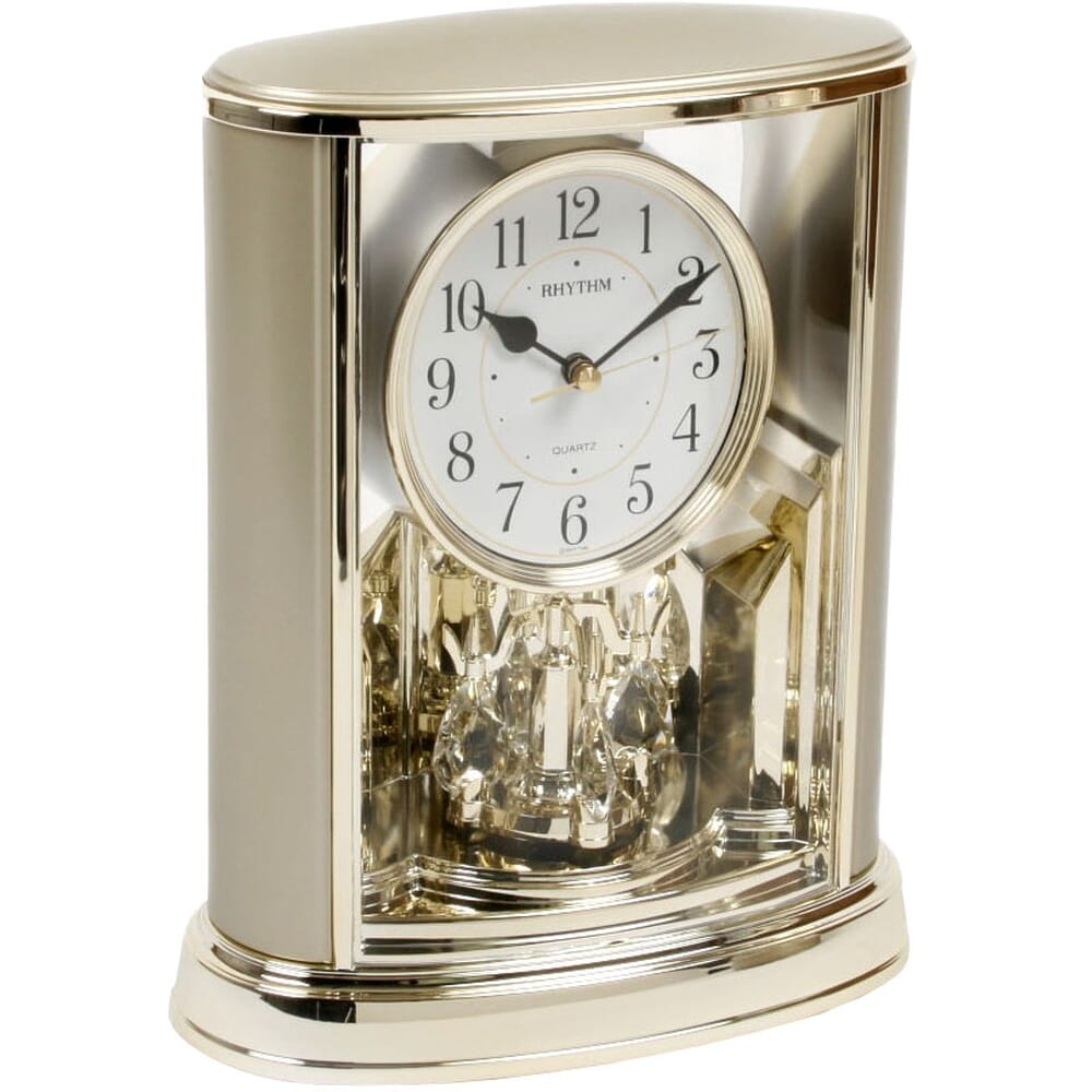 Rhythm Gold Mantel Clock Crystals From Swarovski 19.5cm