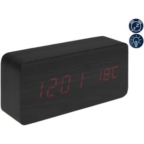 Black LED Alarm Clock USB & Battery Operated - Red Text 15cm