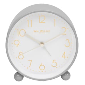 Grey Metal Alarm Clock with Gold Dial 11cm