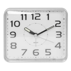Square Sweep Alarm Clock Silver 9cm
