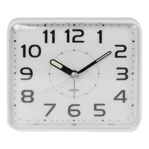 Square Sweep Alarm Clock Pearl White 9cm