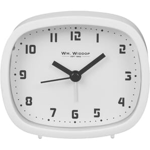 White Alarm Clock with Sweep Movement - White 10cm
