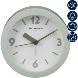 Grey Alarm Clock with Sweep Movement - Green 9.5cm