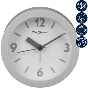 Grey Alarm Clock with Sweep Movement - Grey 9.5cm