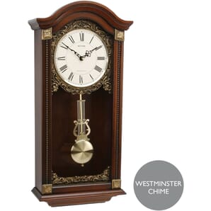 Rhythm Wooden Arch Top Pendulum Clock - Westminster Chime 59.5cm