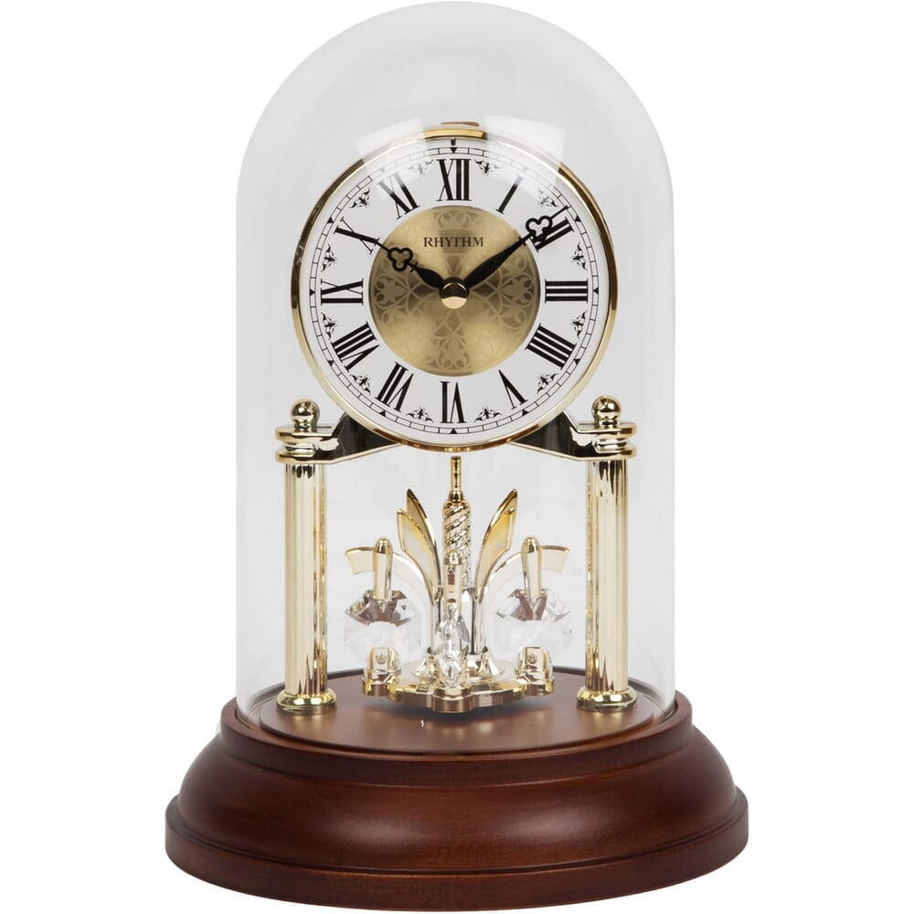 Rhythm Wooden Anniversary Clock Crystals From Swarovski 16cm