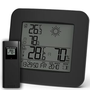 ACCUR8 YD8266BUK Weather Forecast Station with Temperature Alerts + Wireless Temperature & Humidity Sensor