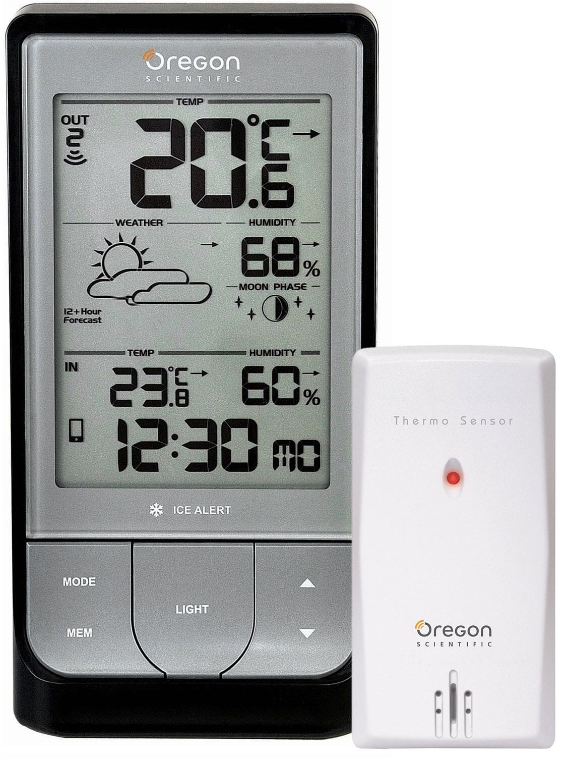 Oregon Scientific BAR-388HGA-SILVER Wireless Weather Station with Humidity  Display and Atomic Clock 