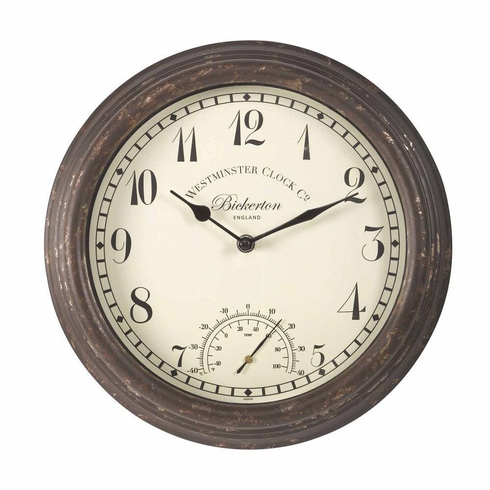 Bickerton Indoor/Outdoor Wall Clock with Thermometer 30cm Weather Shop UK