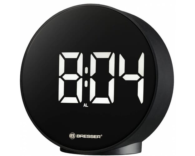 Bresser Round Led Alarm Clock With, Digital Desk Clock With Seconds