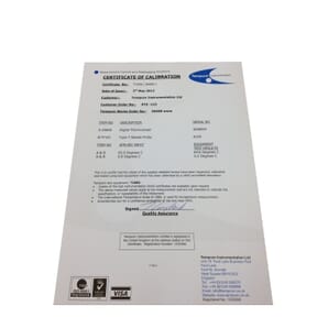1 Point Temperature Calibration Certificate (0°C)