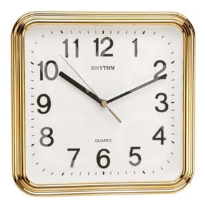 Rhythm Polished Gold Finish Square Wall Clock