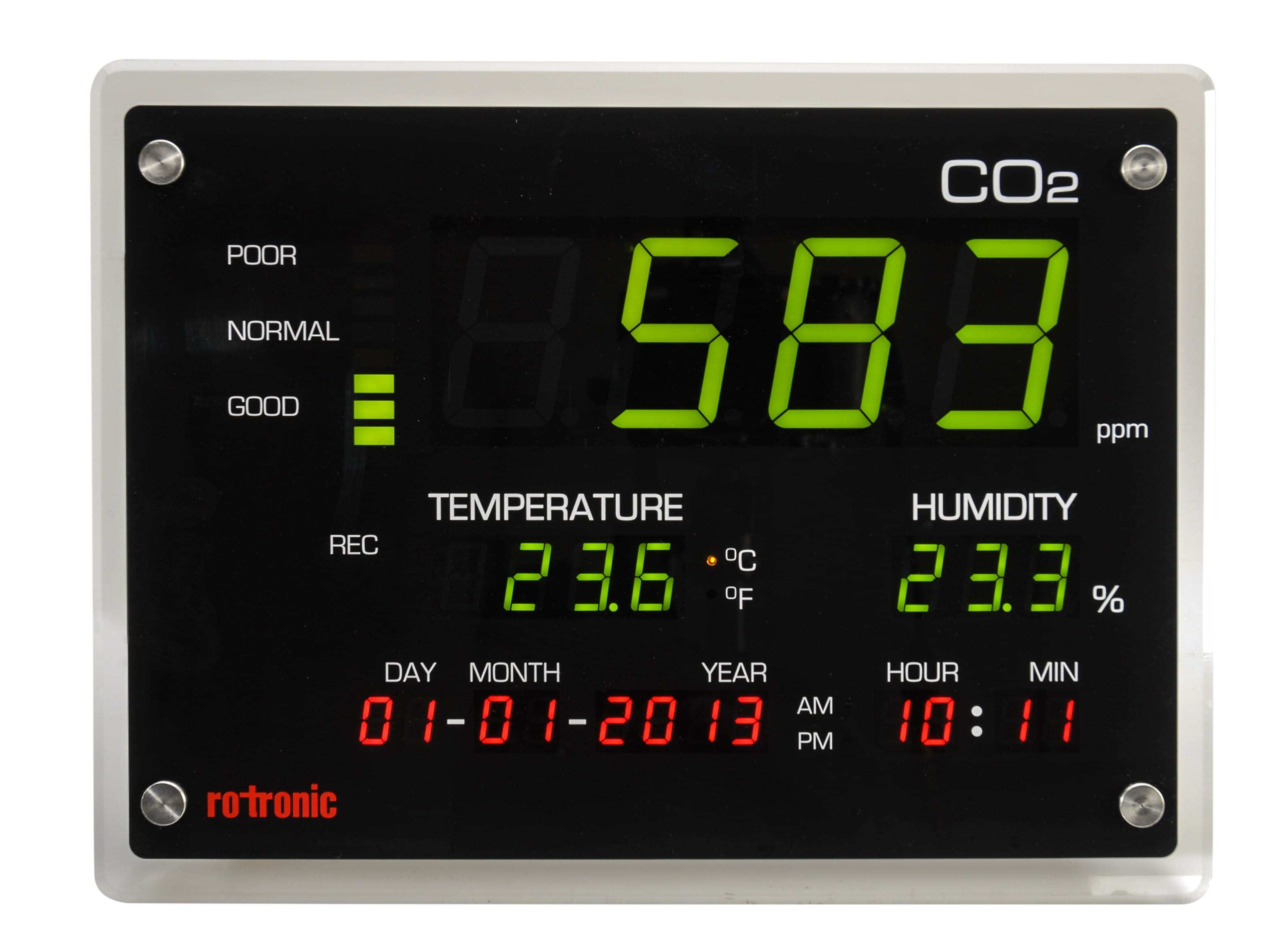 Rotronic wall-mounted CO2 Display with Temperature and Humidity