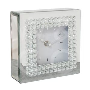 HESTIA® Mirror Glass Mantel Clock with Crystal Border