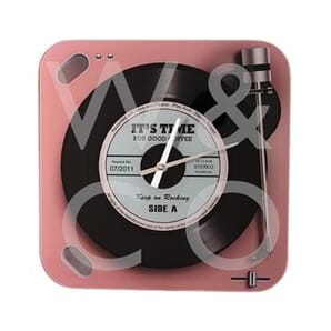 HARVEY MAKIN® Glass Wall Clock - Pink Record Player