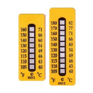 Non-reversible Colour Change Temperature Indicating Labels