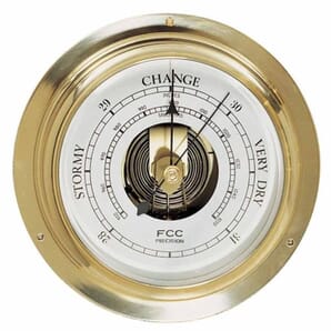 FCC Cast Brass Bulkhead Set - Barometer, Quartz Clock & Tide Clock (20.5cm)
