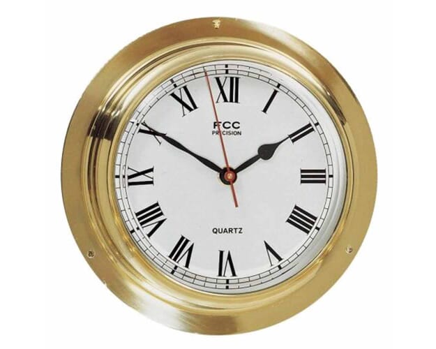 FCC Cast Brass Bulkhead Clock - Marine Quality (20.5cm)