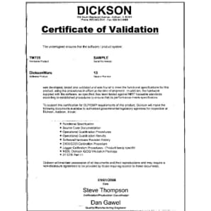 Dickson Certificate of Validation