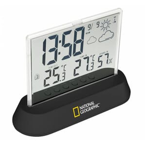 National Geographic Transparent Clock & Weather Forecast Station