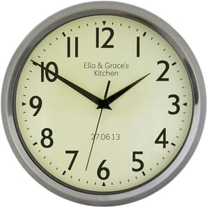 Best Quality Chrome wall clock with Sweep seconds hand 30cm Personalised