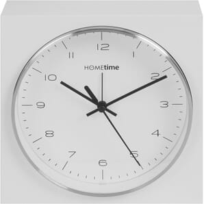 Square Alarm Clock Round Silver Dial 16.5cm