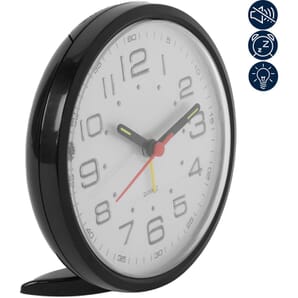 Folding Alarm Clock Sweep Movement - Black 11cm