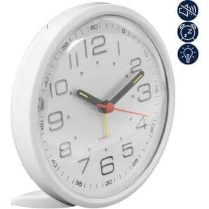 Folding Alarm Clock Sweep Movement - White 11cm