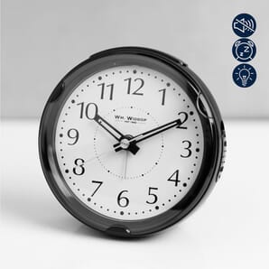 Round Beep Alarm Clock Sweep/Cres/Snooze/Light - Black 8.5cm