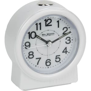 Round Alarm Clock - Sweep/LED - White 9.5cm