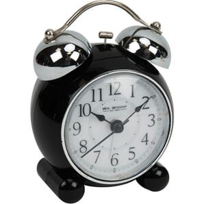 Quartz Bell Alarm Clock - Sweep/Lens Push Black 8.5cm