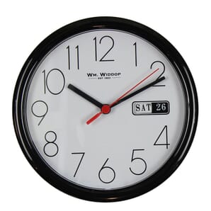 Day/Date Wall Clk-Black Case White Dial 21.5cm