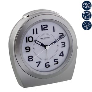 Arched  Alarm Clock Lgt/Snz Side Switch Silver 11cm
