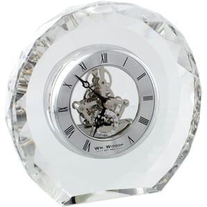 K9 Crystal Round Mantel Clock Skeleton Dial Roman 15.5cm