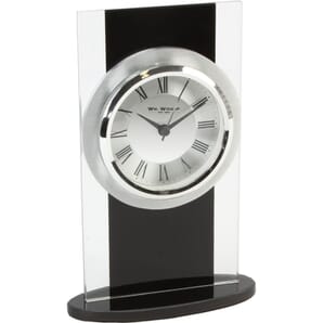 Black & Clear Glass Mantel Clock 13cm